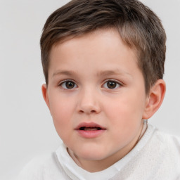 Neutral white child male with short  brown hair and brown eyes