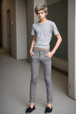 Austrian teenager boy with  gray hair