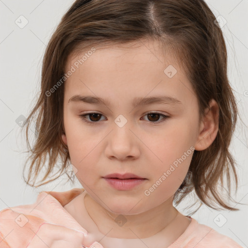 Neutral white child female with medium  brown hair and brown eyes