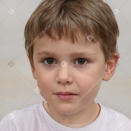 Neutral white child male with short  brown hair and brown eyes