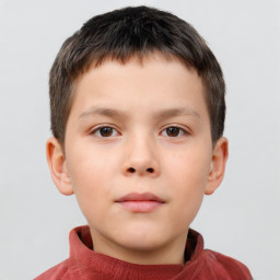 Neutral white child male with short  brown hair and brown eyes