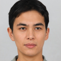 Neutral asian young-adult male with short  brown hair and brown eyes