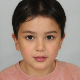 Neutral white child female with short  brown hair and brown eyes