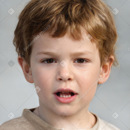 Neutral white child male with short  brown hair and brown eyes