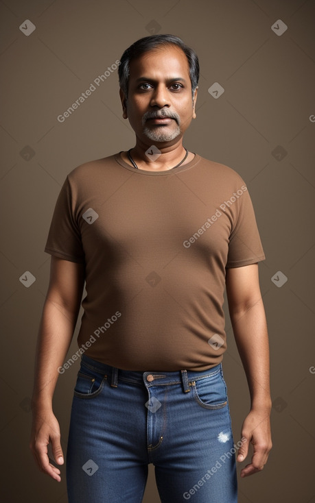 Indian middle-aged male with  brown hair