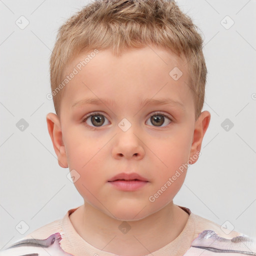 Neutral white child male with short  brown hair and brown eyes