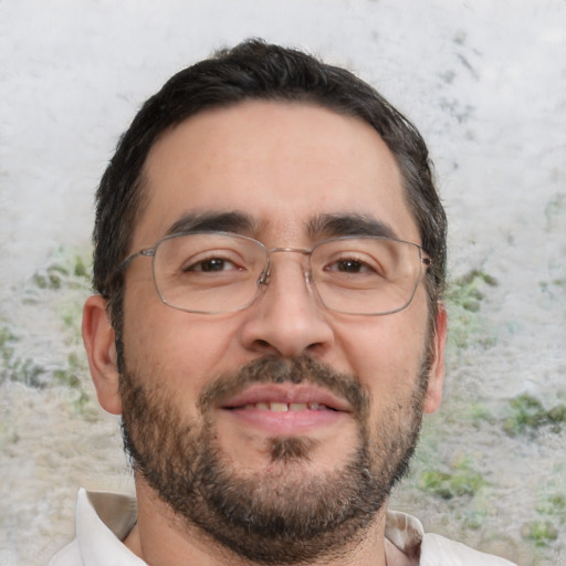 Neutral white adult male with short  brown hair and brown eyes