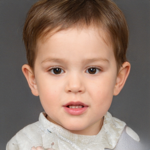 Neutral white child male with short  brown hair and brown eyes