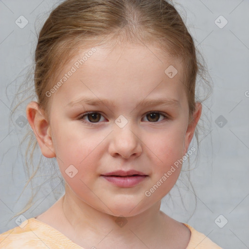 Neutral white child female with medium  brown hair and brown eyes