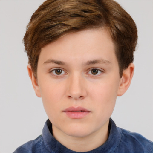 Neutral white child male with short  brown hair and brown eyes