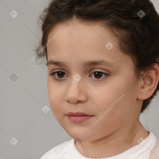 Neutral white child female with short  brown hair and brown eyes
