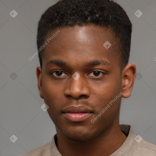 Neutral black young-adult male with short  brown hair and brown eyes