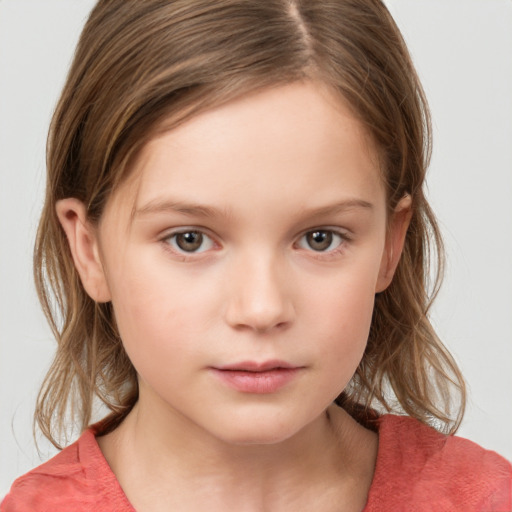 Neutral white child female with medium  brown hair and brown eyes