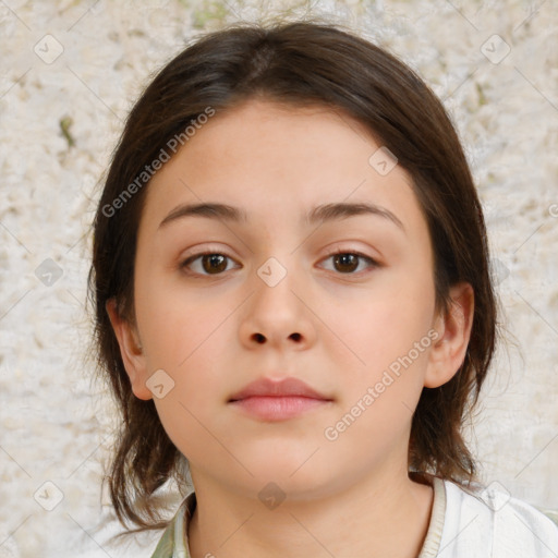 Neutral white child female with medium  brown hair and brown eyes