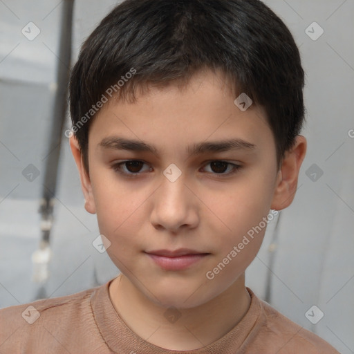 Neutral white child male with short  brown hair and brown eyes