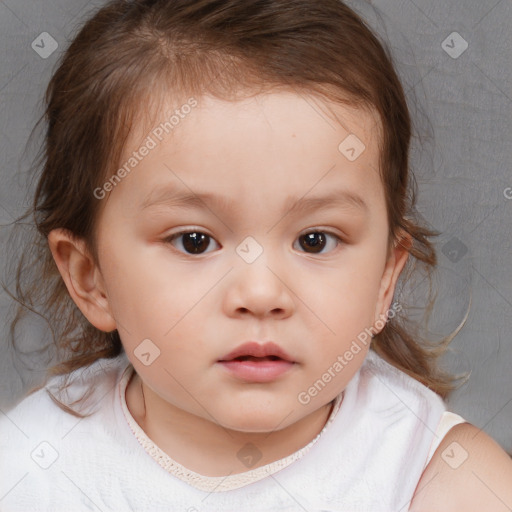 Neutral white child female with medium  brown hair and brown eyes