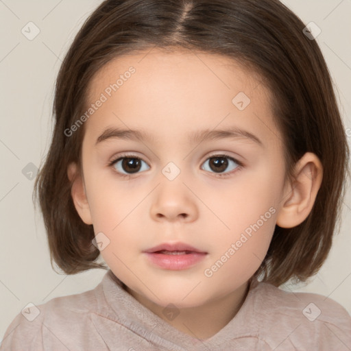 Neutral white child female with medium  brown hair and brown eyes