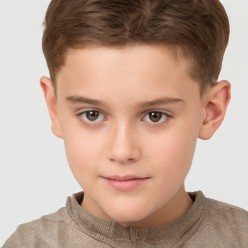 Neutral white child male with short  brown hair and brown eyes