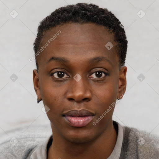 Neutral black young-adult male with short  brown hair and brown eyes