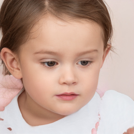 Neutral white child female with medium  brown hair and brown eyes