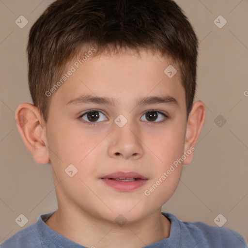 Neutral white child male with short  brown hair and brown eyes