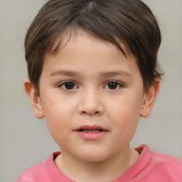 Neutral white child female with short  brown hair and brown eyes