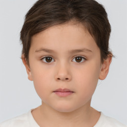 Neutral white child female with short  brown hair and brown eyes