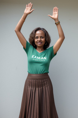 Ethiopian middle-aged female with  brown hair