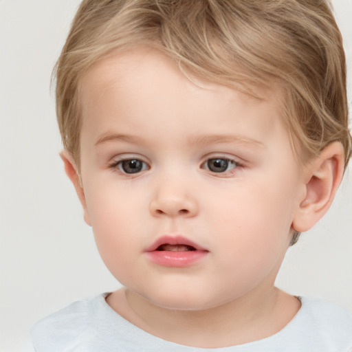 Neutral white child female with short  brown hair and brown eyes