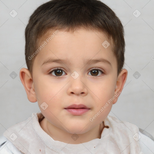 Neutral white child male with short  brown hair and brown eyes