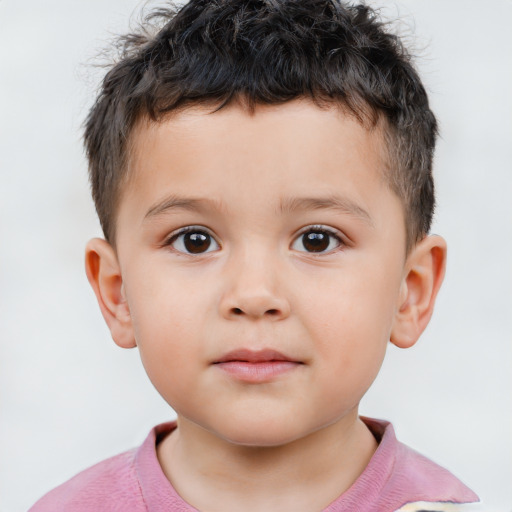 Neutral white child male with short  brown hair and brown eyes