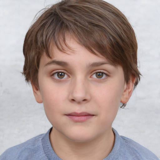 Neutral white child male with short  brown hair and brown eyes