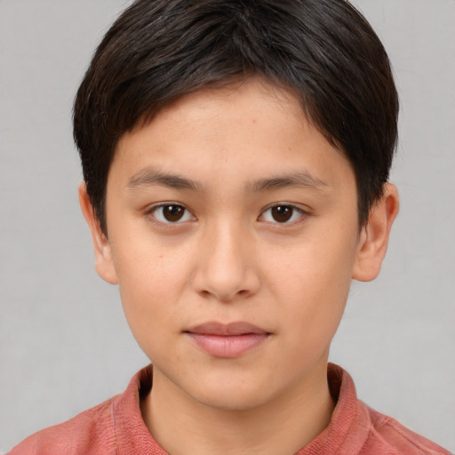 Neutral white young-adult female with short  brown hair and brown eyes
