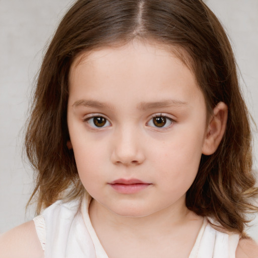 Neutral white child female with medium  brown hair and brown eyes