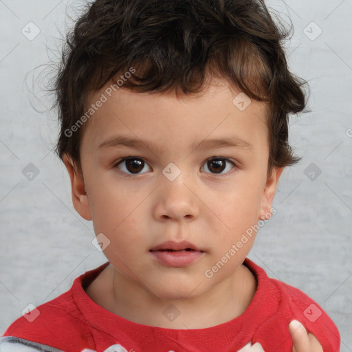 Neutral white child male with short  brown hair and brown eyes