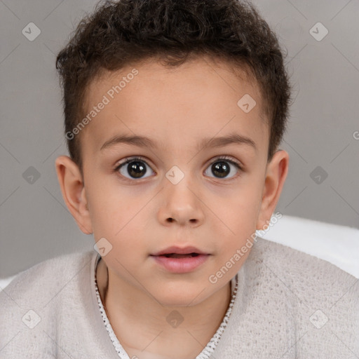 Neutral white child female with short  brown hair and brown eyes