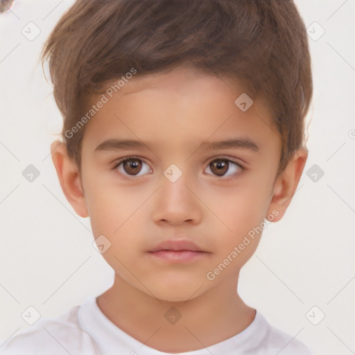 Neutral white child male with short  brown hair and brown eyes