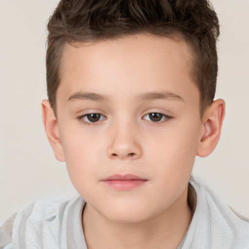 Neutral white child male with short  brown hair and brown eyes