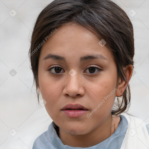 Neutral white child female with medium  brown hair and brown eyes