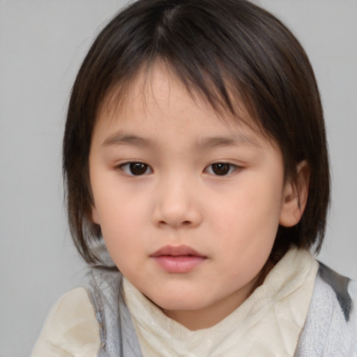 Neutral white child female with medium  brown hair and brown eyes