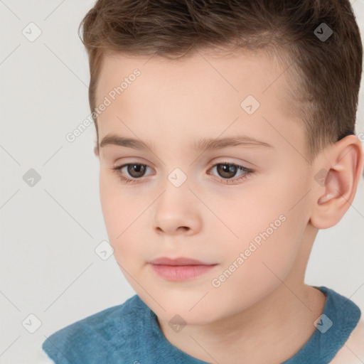 Neutral white child female with short  brown hair and brown eyes