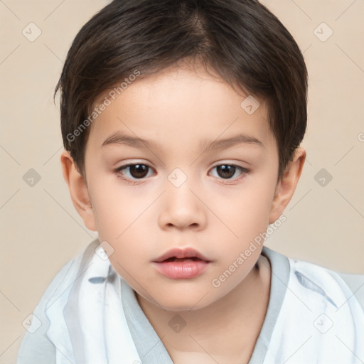 Neutral white child female with short  brown hair and brown eyes