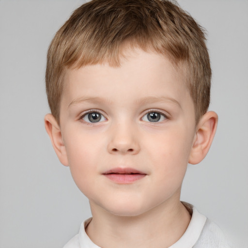 Neutral white child male with short  brown hair and brown eyes