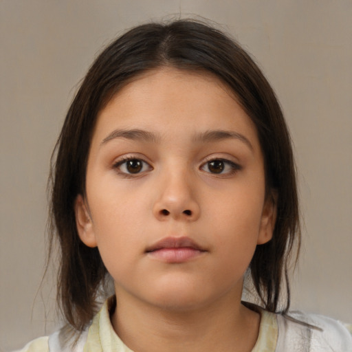 Neutral asian child female with medium  brown hair and brown eyes