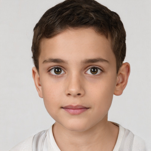 Neutral white child male with short  brown hair and brown eyes