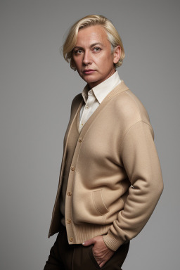 Middle-aged non-binary with  blonde hair