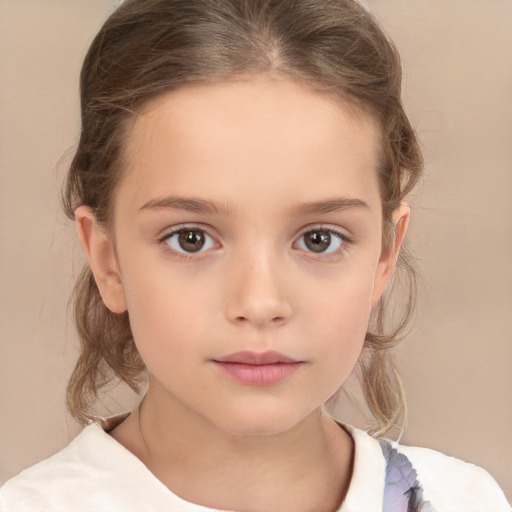 Neutral white child female with medium  brown hair and brown eyes