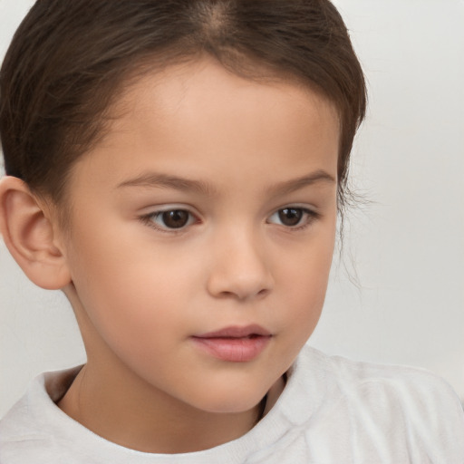 Neutral white child female with short  brown hair and brown eyes