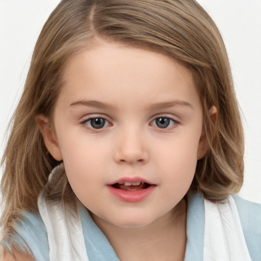 Neutral white child female with medium  brown hair and brown eyes