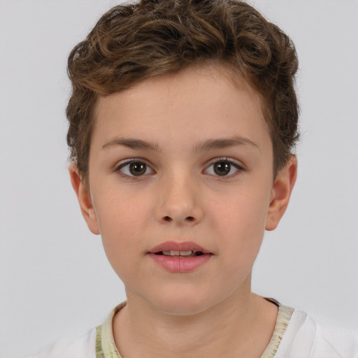 Neutral white child male with short  brown hair and brown eyes